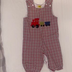 12 month Red plaid train longall